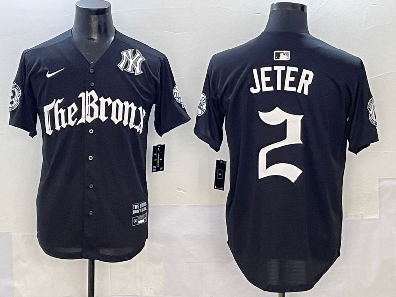 Men 2025 New York Yankees #2 Jeter Black Five generations Joint Name Nike MLB Jersey style 7->new york yankees->MLB Jersey